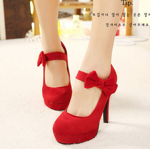Red Bow High Heels